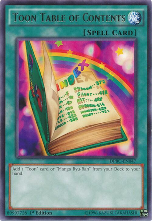 Toon Table of Contents DPBC-EN047 card from Duelist Pack: Battle City