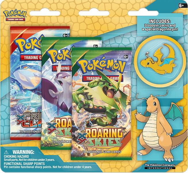 Dragonite Collector's Pin 3 Pack Blister card from XY - Roaring Skies