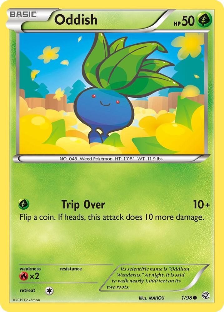 Oddish 1/98 card from XY - Ancient Origins