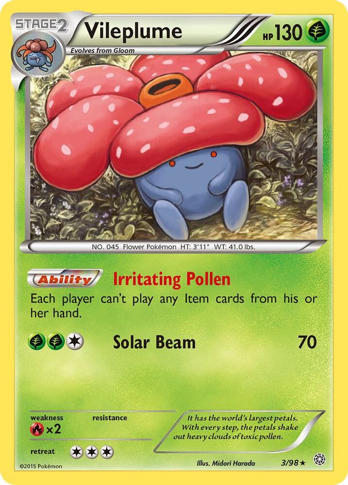 Vileplume 3/98 card from XY - Ancient Origins