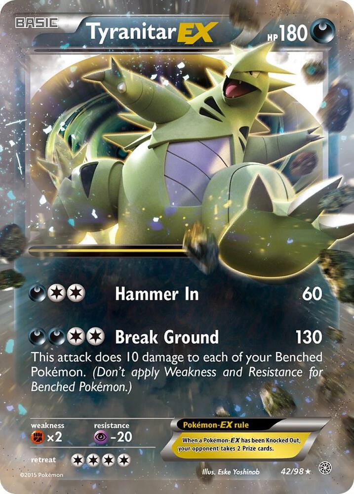 Tyranitar EX 42/98 card from XY - Ancient Origins
