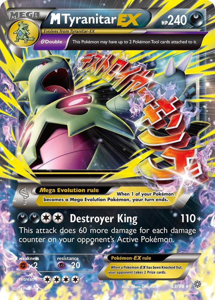 M Tyranitar EX 43/98 card from XY - Ancient Origins