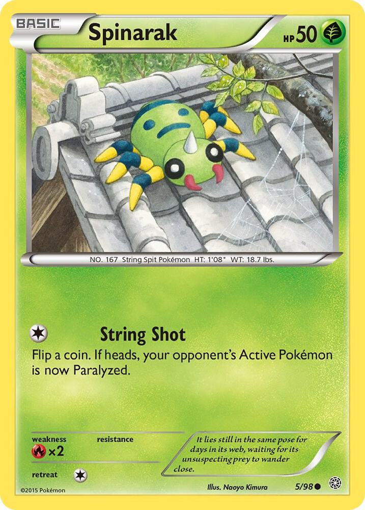 Spinarak 5/98 card from XY - Ancient Origins