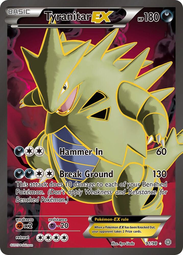Tyranitar EX (91 Full Art) 91/98 card from XY - Ancient Origins