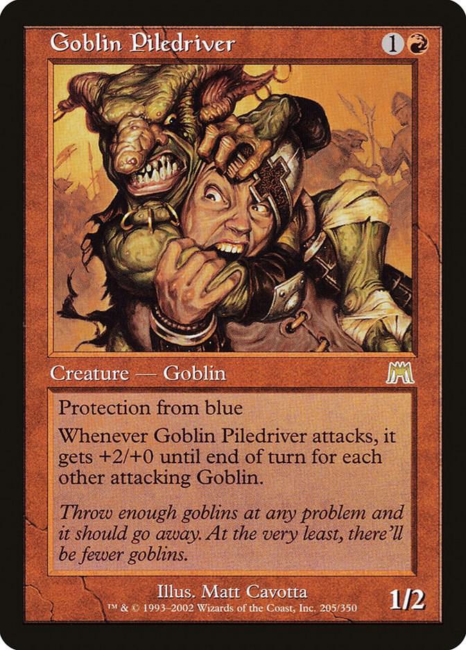 Goblin Piledriver 205 card from Onslaught