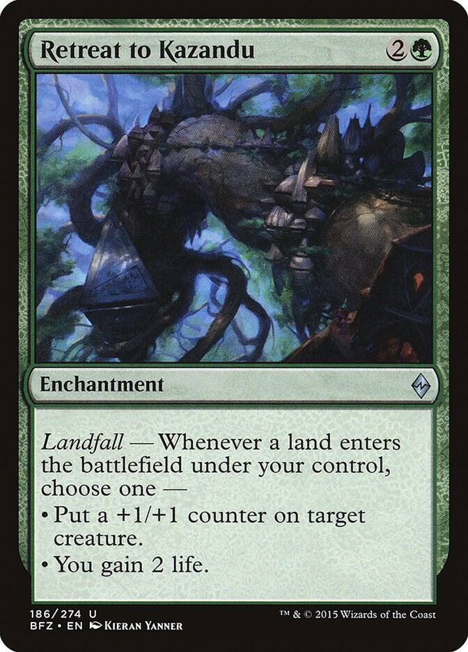 Retreat to Kazandu 186 card from Battle for Zendikar