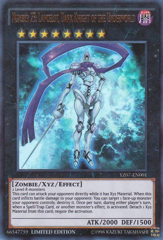Number 23: Lancelot, Dark Knight of the Underworld YZ07-EN001 card from Yu-Gi-Oh! ZEXAL Manga Promotional Cards
