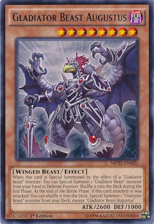 Gladiator Beast Augustus MP15-EN020 card from 2015 Mega-Tins Mega Pack