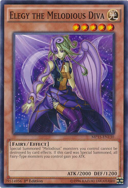 Elegy the Melodious Diva MP15-EN130 card from 2015 Mega-Tins Mega Pack