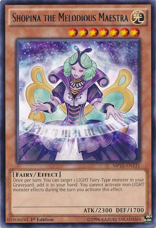 Shopina the Melodious Maestra MP15-EN131 card from 2015 Mega-Tins Mega Pack