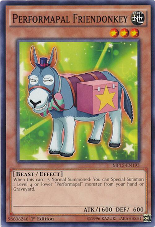 Performapal Friendonkey MP15-EN193 card from 2015 Mega-Tins Mega Pack