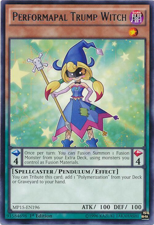 Performapal Trump Witch MP15-EN196 card from 2015 Mega-Tins Mega Pack
