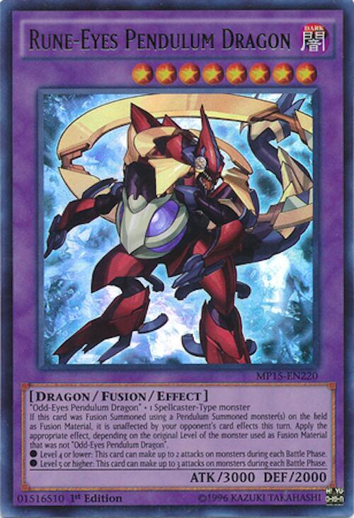 Rune-Eyes Pendulum Dragon MP15-EN220 card from 2015 Mega-Tins Mega Pack