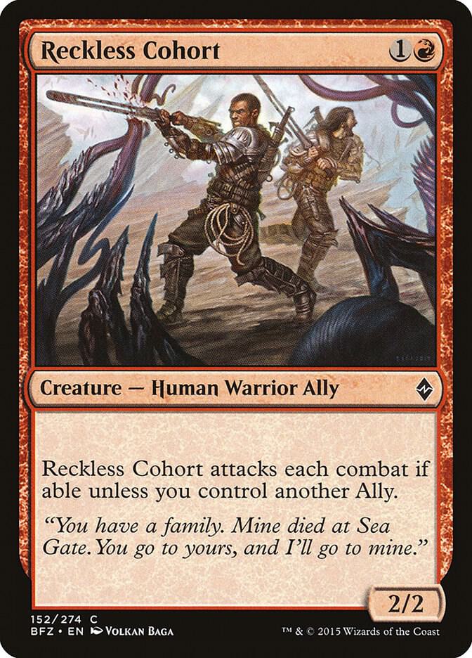 Reckless Cohort 152 card from Battle for Zendikar