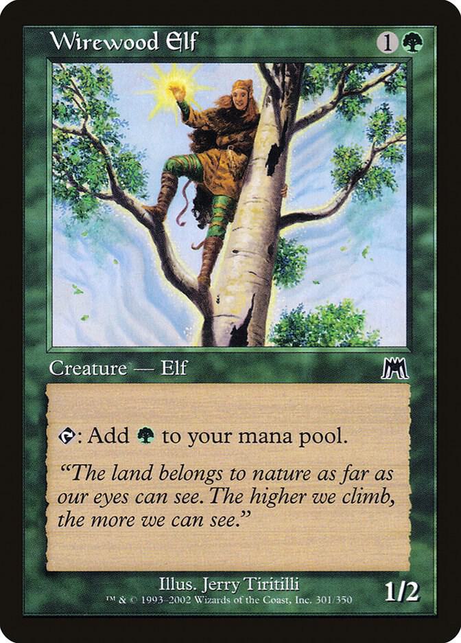 Wirewood Elf 301 card from Onslaught