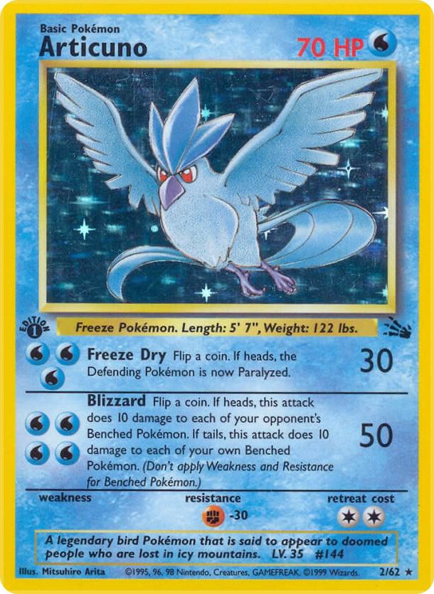 Articuno (2) 02/62 card from Fossil