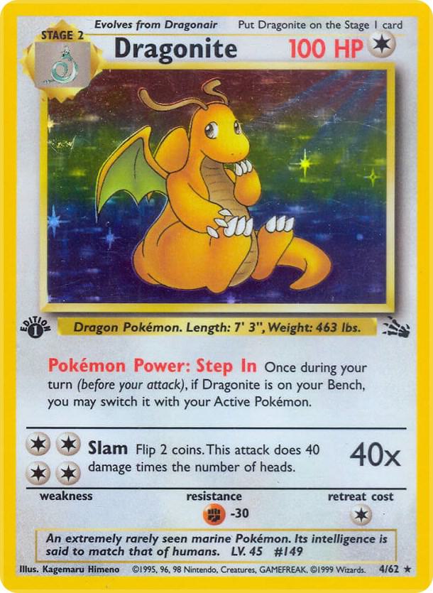 Dragonite (4) 04/62 card from Fossil