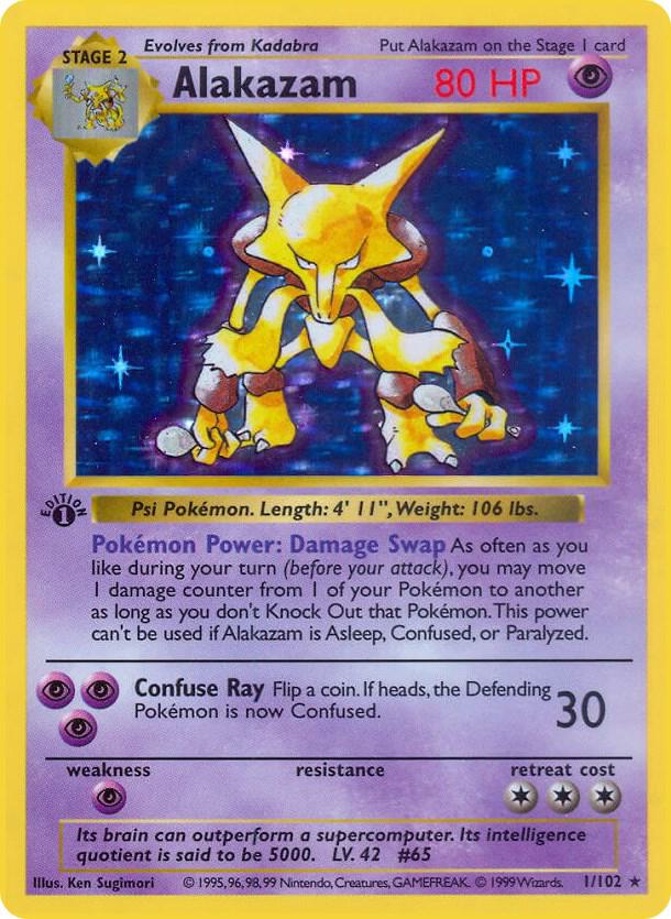 Alakazam 001/102 card from Base Set (Shadowless)