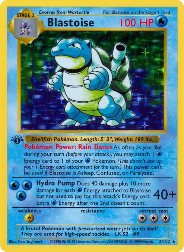 Blastoise 002/102 card from Base Set (Shadowless)