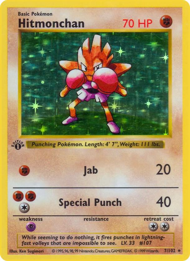 Hitmonchan 007/102 card from Base Set (Shadowless)