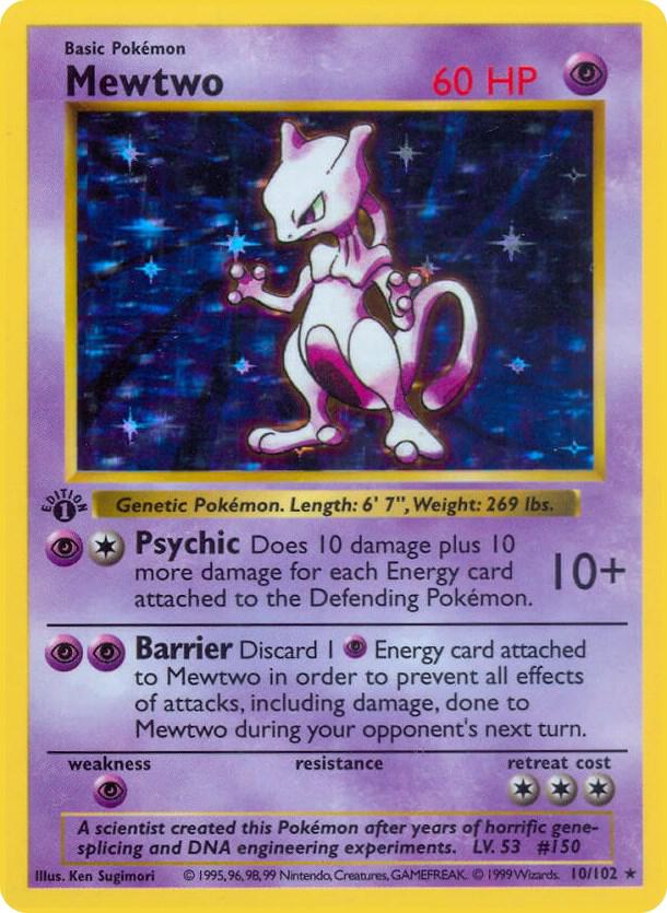 Mewtwo 010/102 card from Base Set (Shadowless)