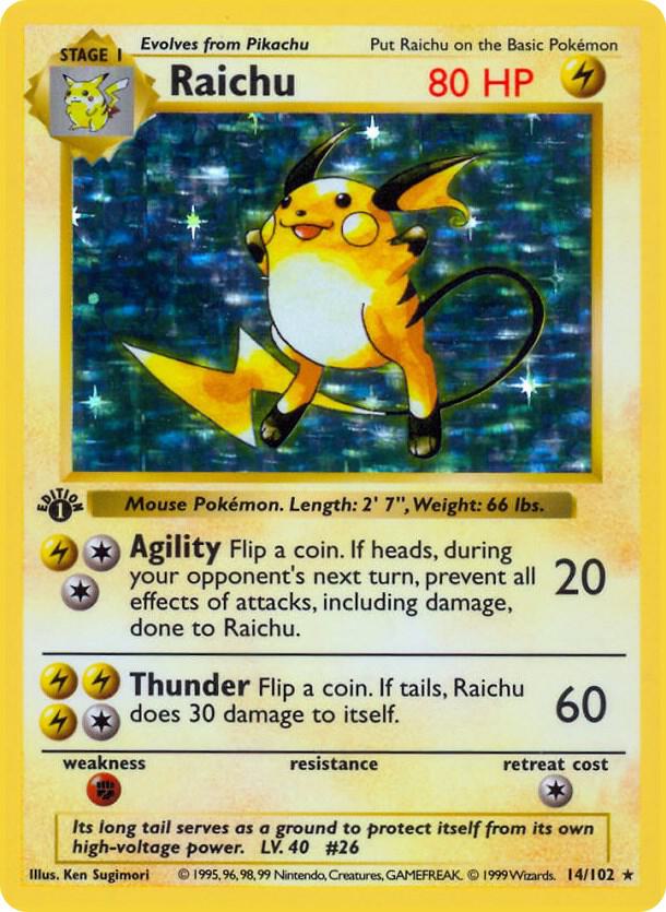 Raichu 014/102 card from Base Set (Shadowless)