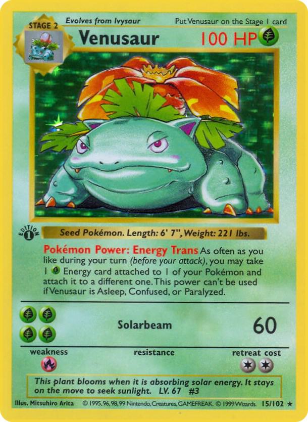 Venusaur 015/102 card from Base Set (Shadowless)