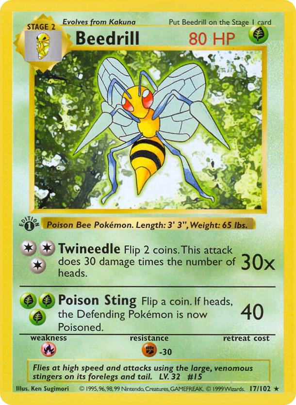 Beedrill 017/102 card from Base Set (Shadowless)