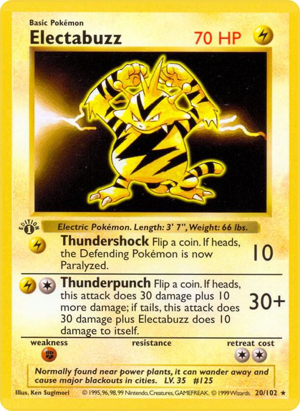 Electabuzz 020/102 card from Base Set (Shadowless)