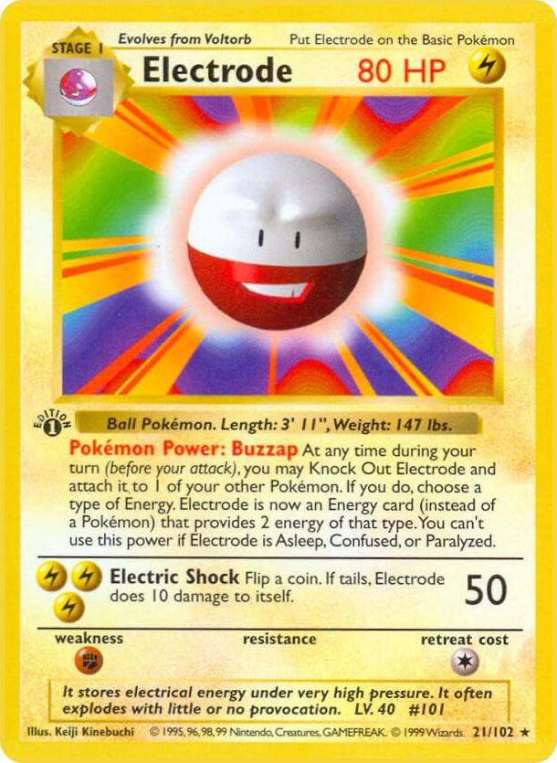Electrode 021/102 card from Base Set (Shadowless)