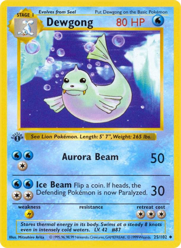 Dewgong 025/102 card from Base Set (Shadowless)