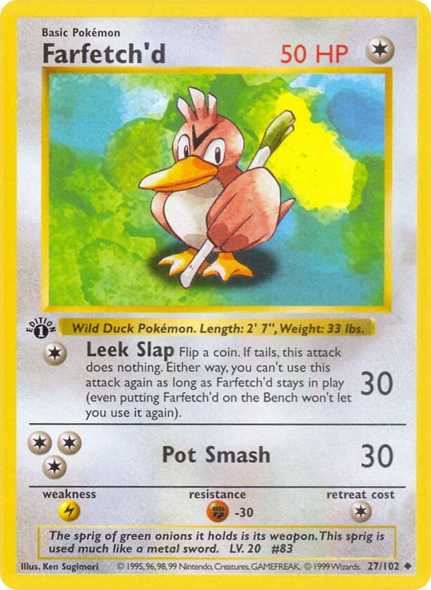 Farfetch'd 027/102 card from Base Set (Shadowless)
