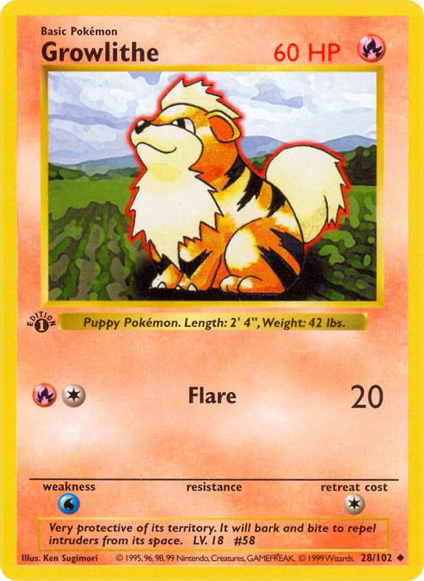 Growlithe 028/102 card from Base Set (Shadowless)