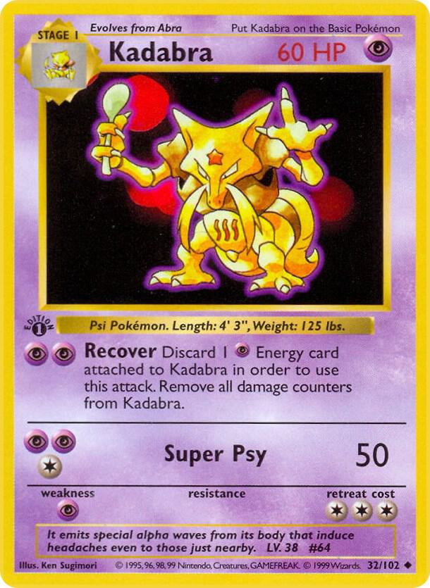 Kadabra 032/102 card from Base Set (Shadowless)