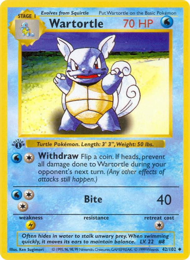 Wartortle 042/102 card from Base Set (Shadowless)