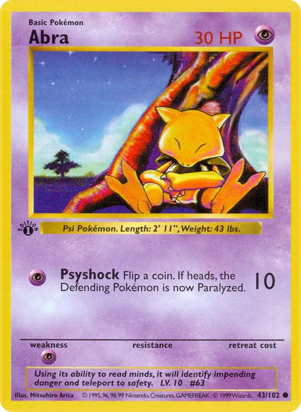 Abra 043/102 card from Base Set (Shadowless)