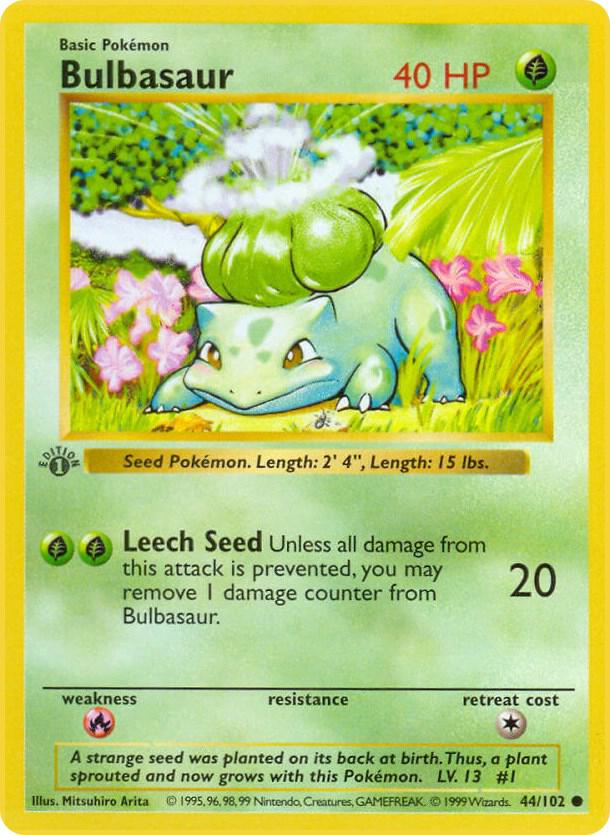 Bulbasaur 044/102 card from Base Set (Shadowless)