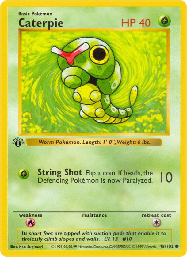 Caterpie 045/102 card from Base Set (Shadowless)