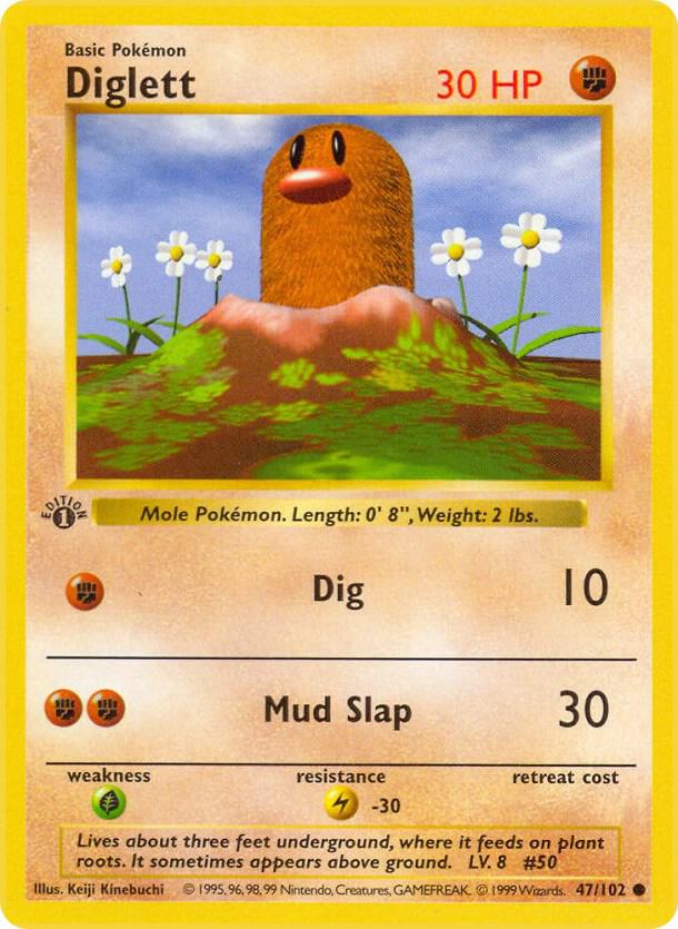 Diglett 047/102 card from Base Set (Shadowless)