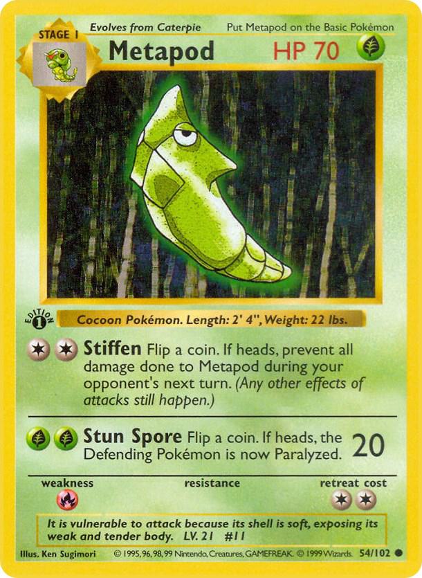 Metapod 054/102 card from Base Set (Shadowless)