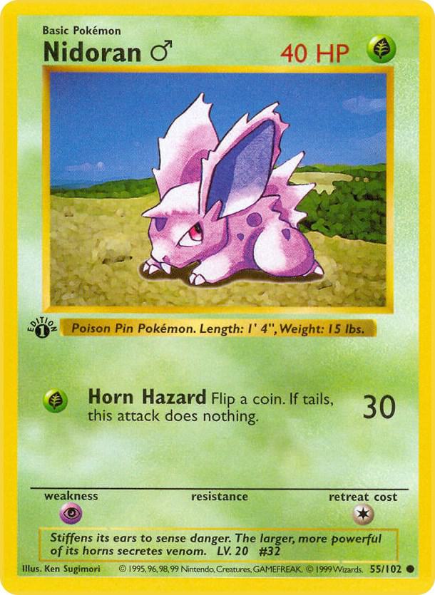 Nidoran M 055/102 card from Base Set (Shadowless)