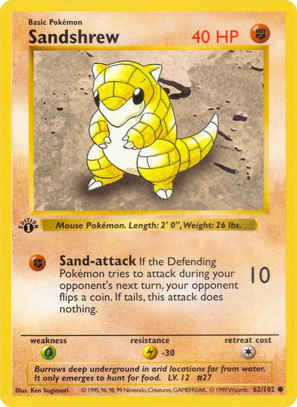 Sandshrew 062/102 card from Base Set (Shadowless)