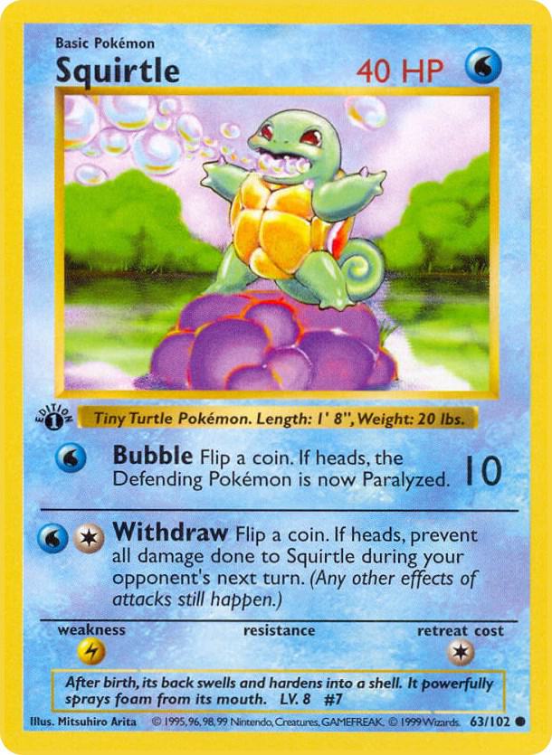 Squirtle 063/102 card from Base Set (Shadowless)