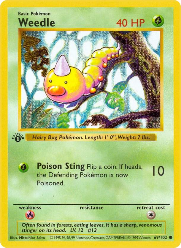 Weedle 069/102 card from Base Set (Shadowless)