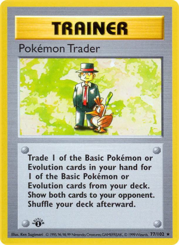 Pokemon Trader 077/102 card from Base Set (Shadowless)