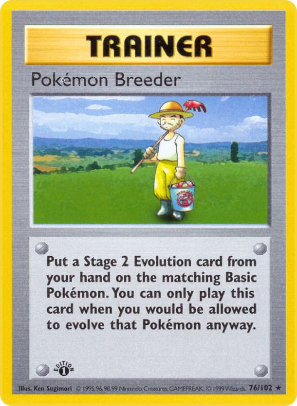 Pokemon Breeder 076/102 card from Base Set (Shadowless)