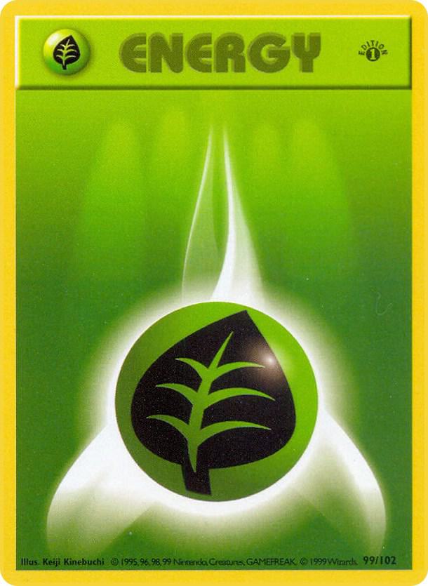 Grass Energy 099/102 card from Base Set (Shadowless)