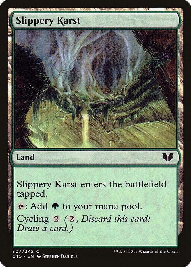 Slippery Karst 307 card from Commander 2015