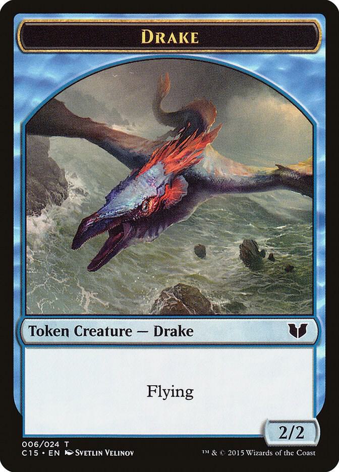 Drake // Elemental Double-Sided Token 6 // 20 card from Commander 2015