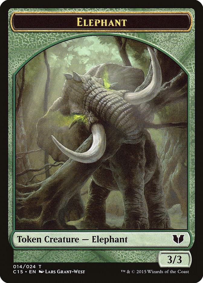 Elephant // Saproling Double-Sided Token 14 // 16 card from Commander 2015